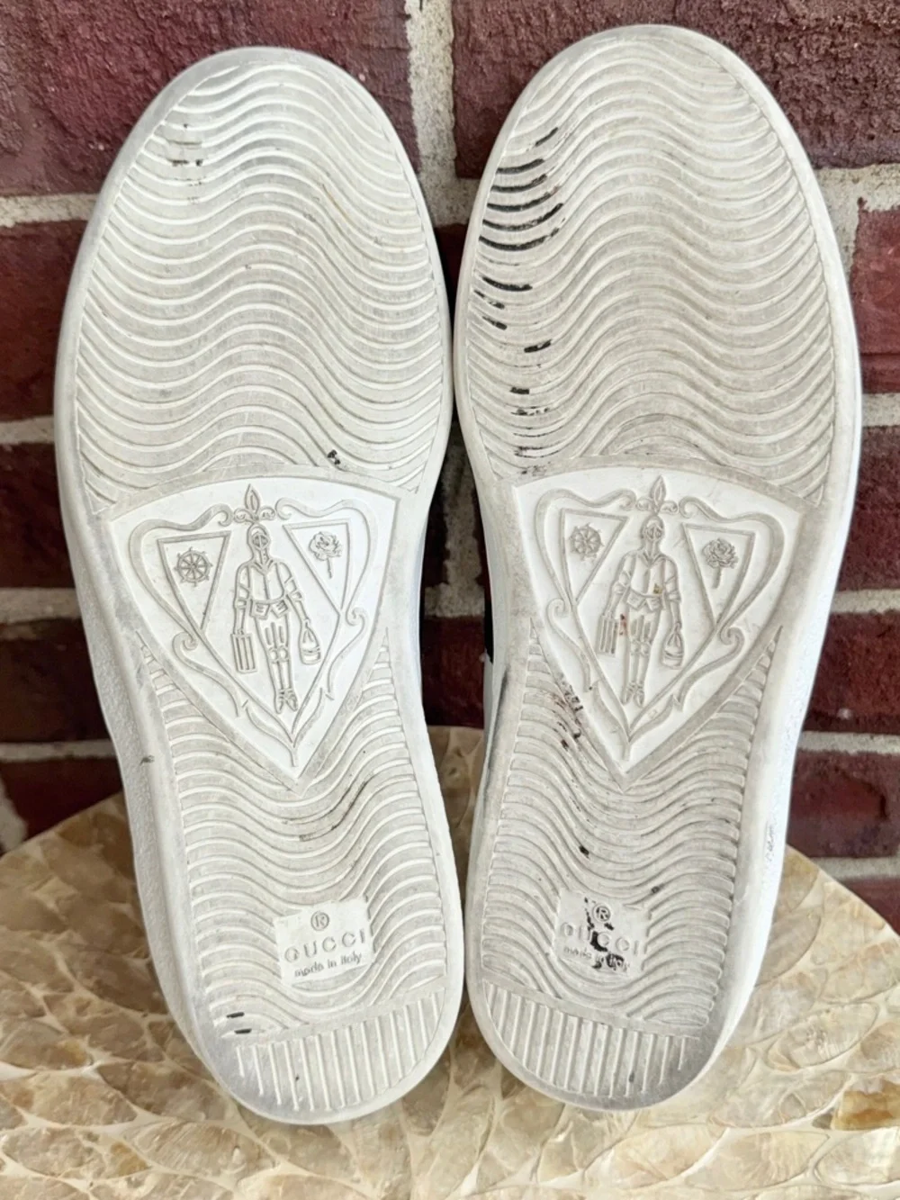 GUCCI Ace Sneakers Men’s Size 8 White Leather Low Top Lace Up - Picture 9 of 10
